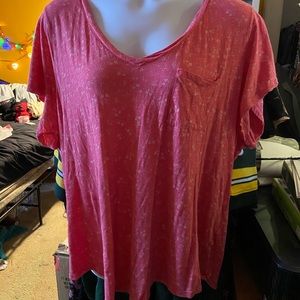 Pink Ditsy Print Pocket Tee NWOT